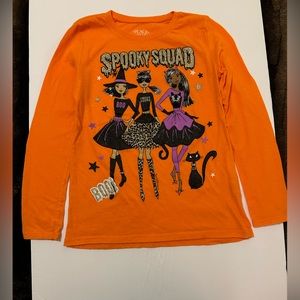 Children’s Place girls long sleeve orange Halloween graphic t-shirt girls M 7/8